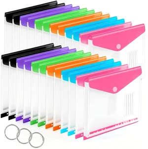 24 Pack Binder Folders with Pockets 11 Holes Expandable Dividers for 2/3/4 Ring Document Pouch with Label Loose-Leaf Transparent Binder Organizer for School Home Office(Side-Opening) 24 Pack Binder Folders with Pockets 11 Holes Expandable Dividers for 2/3/4 Ring Document Pouch with Label Loose-Leaf Transparent Binder Organizer for School Home Office(Side-Opening)