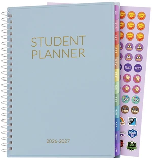 Student Planner 2026-2027, Middle or High School Planner for Academic Year Jul. 2026 - Jun. 2027, 6.5" x 8.3" Lesson Plan Datebook with PVC Waterproof Cover, Bookmark, Planning Stickers, Blue Student Planner 2026-2027, Middle or High School Planner for Academic Year Jul. 2026 - Jun. 2027, 6.5" x 8.3" Lesson Plan Datebook with PVC Waterproof Cover, Bookmark, Planning Stickers, Blue