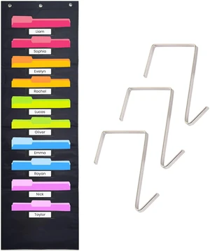 Black Pocket Chart for Classroom - 10 Pocket Storage Rainbow Pocket Charts, 3 Over Door Hangers Included, Hanging Wall File Organizer for File Folders, School Mailbox, Home/Office Papers Black Pocket Chart for Classroom - 10 Pocket Storage Rainbow Pocket Charts, 3 Over Door Hangers Included, Hanging Wall File Organizer for File Folders, School Mailbox, Home/Office Papers