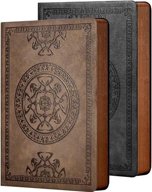 Leather Journal for Men Women Vintage Notebook Diary, A5, 2 Pack Embossed Softcover, 288 Pages, Lay Flat for Writing, Journaling, Work, Travel, Business Gift, Portable A5, 5.7 x 8.3 in Leather Journal for Men Women Vintage Notebook Diary, A5, 2 Pack Embossed Softcover, 288 Pages, Lay Flat for Writing, Journaling, Work, Travel, Business Gift, Portable A5, 5.7 x 8.3 in