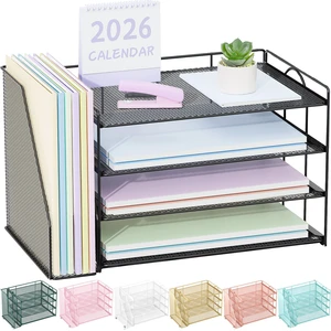 4-Tier Paper Organizer for Desk with File Organizer Desk Organizers and Accessories Desk Accessories & Workspace Organizers for Office Supplies (Black) 4-Tier Paper Organizer for Desk with File Organizer Desk Organizers and Accessories Desk Accessories & Workspace Organizers for Office Supplies (Black)