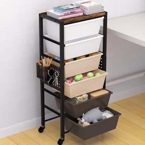 Rolling Cart with Drawers, Rolling Storage Cart with Large Plastic Drawers & Wooden Tabletop, Utility Cart with Pegboards & Basket, Storage Drawers Cart for Living Room, Classroom, Bedroom, Office Rolling Cart with Drawers, Rolling Storage Cart with Large Plastic Drawers & Wooden Tabletop, Utility Cart with Pegboards & Basket, Storage Drawers Cart for Living Room, Classroom, Bedroom, Office