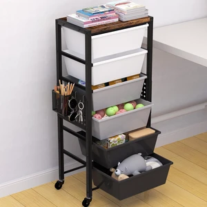 Rolling Cart with Drawers, Rolling Storage Cart with Large Plastic Drawers & Wooden Tabletop, Utility Cart with Pegboards & Basket, Storage Drawers Cart for Living Room, Classroom, Bedroom, Office Rolling Cart with Drawers, Rolling Storage Cart with Large Plastic Drawers & Wooden Tabletop, Utility Cart with Pegboards & Basket, Storage Drawers Cart for Living Room, Classroom, Bedroom, Office