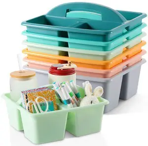 6 Pack Plastic Classroom Organizer Caddy with Handle, Morandi 3 Compartment, Portable Supply Storage Caddy, Craft Art Caddies for Pencil, Crayon, Marker, Home, Office, School Supplies 6 Pack Plastic Classroom Organizer Caddy with Handle, Morandi 3 Compartment, Portable Supply Storage Caddy, Craft Art Caddies for Pencil, Crayon, Marker, Home, Office, School Supplies