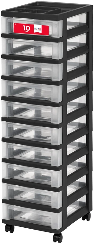 10-Drawer Rolling Storage Cart, Black/Clear Keep classroom supplies, teacher essentials, craft materials, and learning tools organized with easy-access drawers 10-Drawer Rolling Storage Cart, Black/Clear Keep classroom supplies, teacher essentials, craft materials, and learning tools organized with easy-access drawers