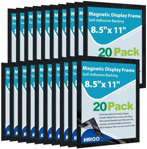 8.5"x 11" Self Adhesive Magnetic Sign Holder, Double Sided Window Magnetic Display Frame with Clear PVC and Strong Magnetic for Office,Home,Store,Door,Glass,Wall Display Frame(Black,20Pack) 8.5"x 11" Self Adhesive Magnetic Sign Holder, Double Sided Window Magnetic Display Frame with Clear PVC and Strong Magnetic for Office,Home,Store,Door,Glass,Wall Display Frame(Black,20Pack)