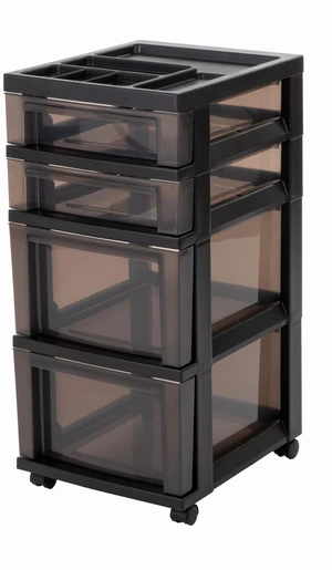 4-Drawer Rolling Storage Cart with Wheels, Black/Gray Keep classroom supplies, teacher essentials, craft materials, and learning tools organized with easy-access drawers 4-Drawer Rolling Storage Cart with Wheels, Black/Gray Keep classroom supplies, teacher essentials, craft materials, and learning tools organized with easy-access drawers