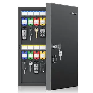 32 Position Key Lock Box, Wall Mount Security Key Cabinet, Black Wider hook spacing fits car fobs, writable racks & tags for quick ID, easy mount, sturdy lock box for office hotel & company 32 Position Key Lock Box, Wall Mount Security Key Cabinet, Black Wider hook spacing fits car fobs, writable racks & tags for quick ID, easy mount, sturdy lock box for office hotel & company