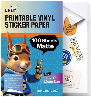 Luxe-Matte Printable Vinyl Sticker Paper 100 Sheets Menu Size Vibrant Color, Lay-Flat, Removable Adhesive for Branding & Crafts for Cutting Machine Luxe-Matte Printable Vinyl Sticker Paper 100 Sheets Menu Size Vibrant Color, Lay-Flat, Removable Adhesive for Branding & Crafts for Cutting Machine