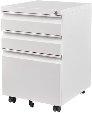 3 Drawer File Cabinet with Lock,Under Desk File Cabinet with Wheels,White Rolling Filing Cabinets,Three Drawer Metal Filing Cabinet for Home Office,Fit A4/Letter/Legal File,- Assembly Required 3 Drawer File Cabinet with Lock,Under Desk File Cabinet with Wheels,White Rolling Filing Cabinets,Three Drawer Metal Filing Cabinet for Home Office,Fit A4/Letter/Legal File,- Assembly Required