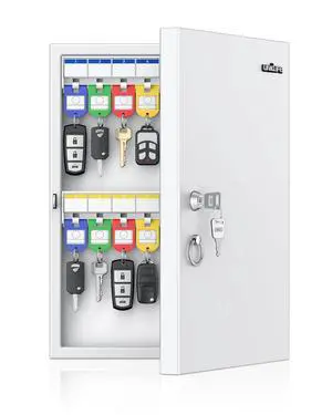 32 Position White Key Lock Box, Wall Mount Key Box, Car Key Organizer with Writable Key Racks and Tags, Security Key Cabinet, Car Key Holder Storage Box for Office Hotel & Company 32 Position White Key Lock Box, Wall Mount Key Box, Car Key Organizer with Writable Key Racks and Tags, Security Key Cabinet, Car Key Holder Storage Box for Office Hotel & Company