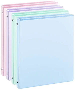 0.5'' 3-Ring-Binder with Pockets, 100 Sheets Capacity, 1/2 inch Binders fits 11" x 8.5" US Letter Size, Assorted 4 Pastel Colors - Ideal for School, Office, and Home Use (0.5 inch) 0.5'' 3-Ring-Binder with Pockets, 100 Sheets Capacity, 1/2 inch Binders fits 11" x 8.5" US Letter Size, Assorted 4 Pastel Colors - Ideal for School, Office, and Home Use (0.5 inch)