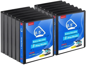 Heavy Duty 0.5 inch Slant-D Ring View Binder, 1/2 inch 3 Ring Binders, Hold 125 Sheets of 8.5" x 11" Paper, 12 Pack (Black) Heavy Duty 0.5 inch Slant-D Ring View Binder, 1/2 inch 3 Ring Binders, Hold 125 Sheets of 8.5" x 11" Paper, 12 Pack (Black)