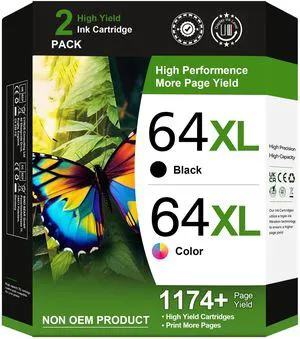 64XL Ink Cartridge Replacement for HP Ink 64 HP 64 Ink for HP 64XL Ink Cartridge Combo Pack Works with Envy Photo 7855 7858 6252 6255 7800 7100 7155 7158 Tango Series Printer (2 Pack) 64XL Ink Cartridge Replacement for HP Ink 64 HP 64 Ink for HP 64XL Ink Cartridge Combo Pack Works with Envy Photo 7855 7858 6252 6255 7800 7100 7155 7158 Tango Series Printer (2 Pack)