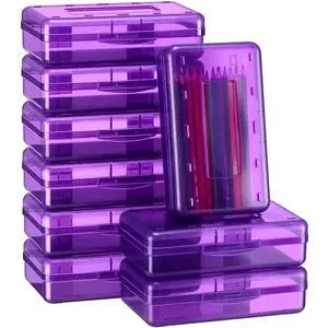 24 Pack Clear Plastic Pencil Box, Purple Stackable Organizer for School Supplies, Large Case for Crayons Markers, Snap-lid Keeps Stationery Secure, Bulk Set 24 Pack Clear Plastic Pencil Box, Purple Stackable Organizer for School Supplies, Large Case for Crayons Markers, Snap-lid Keeps Stationery Secure, Bulk Set