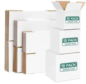 30 Pack Small Shipping Boxes Assorted Sizes, 4x4x4 & 5x5x5 & 6x6x6 10 PCS Each Small Boxes, White Corrugated Box Mailers, Cardboard Boxes for Packaging Small Business, Mailing 30 Pack Small Shipping Boxes Assorted Sizes, 4x4x4 & 5x5x5 & 6x6x6 10 PCS Each Small Boxes, White Corrugated Box Mailers, Cardboard Boxes for Packaging Small Business, Mailing