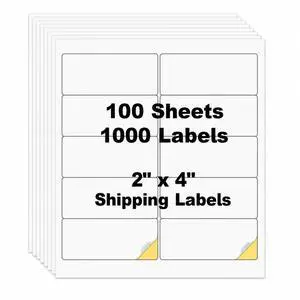 1000 Pcs 2"x4" 10 Up Shipping Labels for Laser & Inkjet Printer 100 Sheets 2" x 4" FBA Labels on US Letter, 10 per Sheet Return Address Labels, 10 per Page 1000 Pcs 2"x4" 10 Up Shipping Labels for Laser & Inkjet Printer 100 Sheets 2" x 4" FBA Labels on US Letter, 10 per Sheet Return Address Labels, 10 per Page