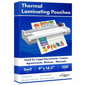 Legal Size Laminating Sheets 8.5"x14"(9x14.5) 3Mil, 200 Pack 9x14.5 Clear Thermal Pouches for Documents, Compatible with All Laminators - Acid-Free & Bubble-Free Protection Legal Size Laminating Sheets 8.5"x14"(9x14.5) 3Mil, 200 Pack 9x14.5 Clear Thermal Pouches for Documents, Compatible with All Laminators - Acid-Free & Bubble-Free Protection