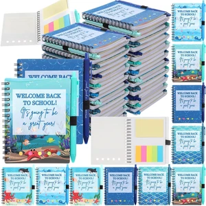 100 Pcs Welcome Back to School Gifts Bulk Spiral Notebooks Pens Notepads with Sticky Notes Motivational Pens, First Day of School Party Favor for Teacher Student Classroom, Ocean Sea Blue 100 Pcs Welcome Back to School Gifts Bulk Spiral Notebooks Pens Notepads with Sticky Notes Motivational Pens, First Day of School Party Favor for Teacher Student Classroom, Ocean Sea Blue