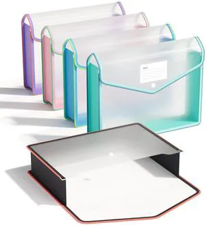 Plastic Expanding File Folder, Transparent envelopes with Snap No Dividers,Large Capacity,Document Organizer for Bills&Taxes,Letter/A4 Size for School/Office/Home- Two-Tone-5pcs Plastic Expanding File Folder, Transparent envelopes with Snap No Dividers,Large Capacity,Document Organizer for Bills&Taxes,Letter/A4 Size for School/Office/Home- Two-Tone-5pcs