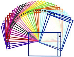50 Packs Dry Erase Pocket Sleeves, Reusable Clear Plastic Classroom Sleeves, 10x14 Inch Ticket Holders, for School/Office Organization 50 Packs Dry Erase Pocket Sleeves, Reusable Clear Plastic Classroom Sleeves, 10x14 Inch Ticket Holders, for School/Office Organization