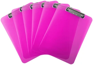 Pink Clear Clipboards Letter Size Low Profile (6-Pack) Pink Clear Clipboards Letter Size Low Profile (6-Pack)