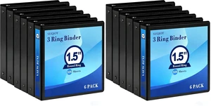 1.5-Inch 3-Ring Binder with Pockets, 1-1/2 Clear View Binders, PVC Free, Holds up to 325 Sheets US Letter Size, Perfect for School,Office and Home(12 Pack, Black) 1.5-Inch 3-Ring Binder with Pockets, 1-1/2 Clear View Binders, PVC Free, Holds up to 325 Sheets US Letter Size, Perfect for School,Office and Home(12 Pack, Black)
