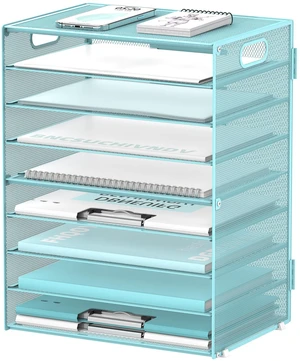 9-Tier Paper Organizer for Desk, Metal Mesh Letter Tray with Handles, Blue Desk File Organizer with Removable Trays for Sorting Files, Folders, Mail and Printer Paper at Home, School or Office 9-Tier Paper Organizer for Desk, Metal Mesh Letter Tray with Handles, Blue Desk File Organizer with Removable Trays for Sorting Files, Folders, Mail and Printer Paper at Home, School or Office
