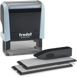 Printy 4912 Self Inking DIY Stamp Kit Black Ink, 3/4 x 1-7/8 Do It Yourself Stamp in Pastel Blue; Up to 4 lines for custom message; Tweezers and 2 character sets included; Black Ink Printy 4912 Self Inking DIY Stamp Kit Black Ink, 3/4 x 1-7/8 Do It Yourself Stamp in Pastel Blue; Up to 4 lines for custom message; Tweezers and 2 character sets included; Black Ink