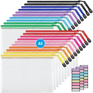 A5 Mesh Zipper Pouches, 6x9inch Pencil Pouches for School, 20 Pack 10 Colors Mesh Zipper Pouches, Waterproof Zipper Reusable Pouch for Office Supplies, Cosmetics, Bikini, Travel Storage A5 Mesh Zipper Pouches, 6x9inch Pencil Pouches for School, 20 Pack 10 Colors Mesh Zipper Pouches, Waterproof Zipper Reusable Pouch for Office Supplies, Cosmetics, Bikini, Travel Storage