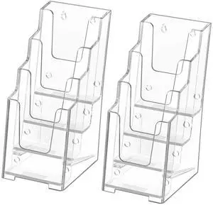 4 Tier Acrylic Brochure Display Holder, 4 Inch Wide, 2 Pack Clear Acrylic Material, 4 Tier Display, Wall Mount or Countertop Use, Easy Brochure Access,Fits Trifold Brochures or Flyers 4 Tier Acrylic Brochure Display Holder, 4 Inch Wide, 2 Pack Clear Acrylic Material, 4 Tier Display, Wall Mount or Countertop Use, Easy Brochure Access,Fits Trifold Brochures or Flyers