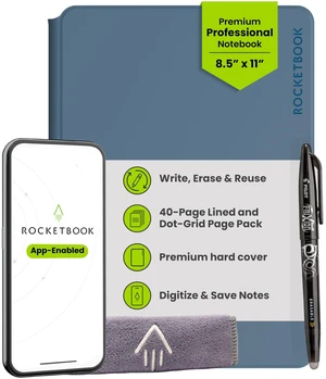 Pro Smart Reusable Notebook, Letter 8.5x11, Blue Lined and Dotted Interchangeable Pages, For Work and Business Meetings Pro Smart Reusable Notebook, Letter 8.5x11, Blue Lined and Dotted Interchangeable Pages, For Work and Business Meetings