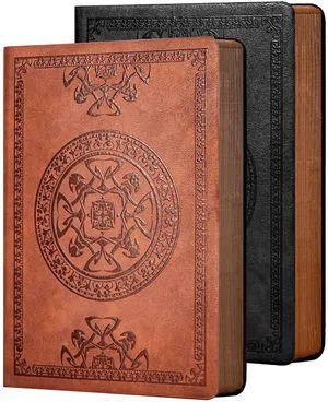 Leather Journal for Men Women Vintage Notebook Diary, A5, 2 Pack Embossed Softcover, 288 Pages, Lay Flat for Writing, Journaling, Work, Travel, Business Gift, Portable A5, 5.7 x 8.3 in Leather Journal for Men Women Vintage Notebook Diary, A5, 2 Pack Embossed Softcover, 288 Pages, Lay Flat for Writing, Journaling, Work, Travel, Business Gift, Portable A5, 5.7 x 8.3 in