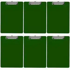 Dark Green Plastic Clipboards Letter Size Low Profile (6-Pack) Holds 80 to 100 sheets with rubberized grip corners, plus a retractable hanging loop that folds flat when not needed Dark Green Plastic Clipboards Letter Size Low Profile (6-Pack) Holds 80 to 100 sheets with rubberized grip corners, plus a retractable hanging loop that folds flat when not needed