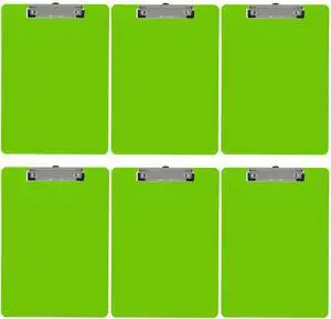 Light Green Plastic Clipboards Letter Size Low Profile (6-Pack) Holds 80 to 100 sheets with rubberized grip corners, plus a retractable hanging loop that folds flat when not needed Light Green Plastic Clipboards Letter Size Low Profile (6-Pack) Holds 80 to 100 sheets with rubberized grip corners, plus a retractable hanging loop that folds flat when not needed