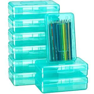 24 Pack Clear Plastic Pencil Box, Cyan Stackable Organizer for School Supplies, Large Case for Crayons Markers, Snap-lid Keeps Stationery Secure, Bulk Set 24 Pack Clear Plastic Pencil Box, Cyan Stackable Organizer for School Supplies, Large Case for Crayons Markers, Snap-lid Keeps Stationery Secure, Bulk Set