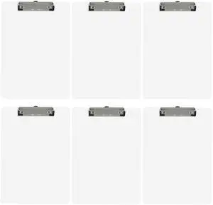 White Plastic Clipboards Letter Size Low Profile (6-Pack) Holds 80 to 100 sheets with rubberized grip corners, plus a retractable hanging loop that folds flat when not needed White Plastic Clipboards Letter Size Low Profile (6-Pack) Holds 80 to 100 sheets with rubberized grip corners, plus a retractable hanging loop that folds flat when not needed