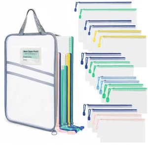 18-Pack Mesh Zipper Pouch Set with 1 Organizer Bag, 19pcs A4 A5 A6 Bill B6 Translucent PVC Pouches for Multi-Size Categorized Storage Receipts Cards Projects Office and Travel 18-Pack Mesh Zipper Pouch Set with 1 Organizer Bag, 19pcs A4 A5 A6 Bill B6 Translucent PVC Pouches for Multi-Size Categorized Storage Receipts Cards Projects Office and Travel