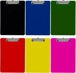 Assorted Plastic Clipboards Letter Size Low Profile (6-Pack) Color code by person, department or shift; holds 80 to 100 sheets with rubberized grip corners and a hanging loop Assorted Plastic Clipboards Letter Size Low Profile (6-Pack) Color code by person, department or shift; holds 80 to 100 sheets with rubberized grip corners and a hanging loop