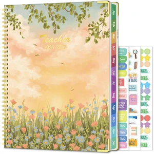 Teacher Planner 2026-2027, 14 Checklists 8.5"x11" Lesson Plan Book Jul 2026-Jun 2027 Academic Year, Teacher Calendar Agenda with Spiral Hardcover & Gold Corners for Class Homeschool, Orange Teacher Planner 2026-2027, 14 Checklists 8.5"x11" Lesson Plan Book Jul 2026-Jun 2027 Academic Year, Teacher Calendar Agenda with Spiral Hardcover & Gold Corners for Class Homeschool, Orange