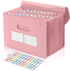 Accordion File Organizer, Expanding File Folder with 13 Pockets, Portable Document Paper Bill Receipt Organizer, Home School Pink Office Supplies, Letter A4 Size Accordion File Organizer, Expanding File Folder with 13 Pockets, Portable Document Paper Bill Receipt Organizer, Home School Pink Office Supplies, Letter A4 Size