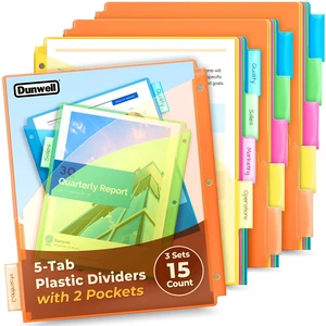 5-Tab Binder Pocket Dividers for 3-Ring Binders, 3 Sets, 15 Count 5 Insertable Tabs, Pocket Binder Dividers, 3 Sets, Fits Standard 3-Ring Binders, Assorted Colors 5-Tab Binder Pocket Dividers for 3-Ring Binders, 3 Sets, 15 Count 5 Insertable Tabs, Pocket Binder Dividers, 3 Sets, Fits Standard 3-Ring Binders, Assorted Colors