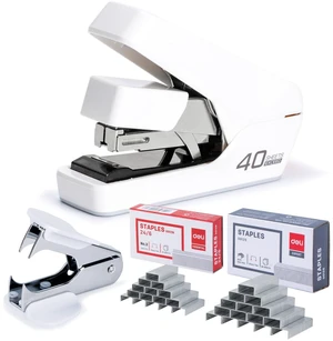 Stapler, Effortless Staplers for Desk, Heavy Duty Staplers, White 40 Sheet Capacity, One Touch, No Effort, Easy to Load, With 2000 Staples & Staple Remover, Good for Office, Home Use Stapler, Effortless Staplers for Desk, Heavy Duty Staplers, White 40 Sheet Capacity, One Touch, No Effort, Easy to Load, With 2000 Staples & Staple Remover, Good for Office, Home Use