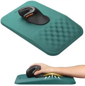 MP50 Ergonomic Mouse Pad with Wrist Support, Lycra Surface, Green 8° slope & massage points, soft memory foam, Large 12x8 Inches, Non-slip base. Relieves wrist strain for office & home MP50 Ergonomic Mouse Pad with Wrist Support, Lycra Surface, Green 8° slope & massage points, soft memory foam, Large 12x8 Inches, Non-slip base. Relieves wrist strain for office & home