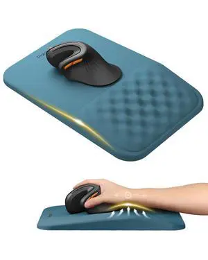 MP50 Ergonomic Mouse Pad with Wrist Support, Lycra Surface, Blue 8° slope & massage points, soft memory foam, Large 12x8 Inches, Non-slip base. Relieves wrist strain for office & home MP50 Ergonomic Mouse Pad with Wrist Support, Lycra Surface, Blue 8° slope & massage points, soft memory foam, Large 12x8 Inches, Non-slip base. Relieves wrist strain for office & home