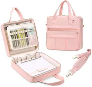 Zipper Binder | 3 Inch O-Ring, 600 Sheet Capacity Trapper Keeper with Shoulder Strap & Handle, Binder Bag with Multiple Storage Pockets, Fits 13" Laptop (Pink) Zipper Binder | 3 Inch O-Ring, 600 Sheet Capacity Trapper Keeper with Shoulder Strap & Handle, Binder Bag with Multiple Storage Pockets, Fits 13" Laptop (Pink)