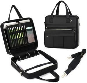 Zipper Binder | 3 Inch O-Ring, 600 Sheet Capacity Trapper Keeper with Shoulder Strap & Handle, Binder Bag with Multiple Storage Pockets, Fits 13" Laptop (Black) Zipper Binder | 3 Inch O-Ring, 600 Sheet Capacity Trapper Keeper with Shoulder Strap & Handle, Binder Bag with Multiple Storage Pockets, Fits 13" Laptop (Black)