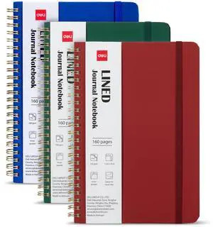 3 Pack Lined Spiral Journal Notebook, 160 Pages, A5 (5.5"x8") Hardcover Writing Notebook, College Ruled Spiral Bound Journal for Women & Men - Perfect for Work, School, Office & Note Taking 3 Pack Lined Spiral Journal Notebook, 160 Pages, A5 (5.5"x8") Hardcover Writing Notebook, College Ruled Spiral Bound Journal for Women & Men - Perfect for Work, School, Office & Note Taking