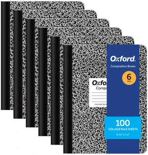 Composition Notebooks, College Ruled Paper, 9-3/4 x 7-1/2 Inches, 100 Sheets, Black, 6 Pack (63767) Composition Notebooks, College Ruled Paper, 9-3/4 x 7-1/2 Inches, 100 Sheets, Black, 6 Pack (63767)