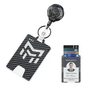 Retractable Badge Holder, Heavy Duty Badge Reel Keychain with Belt Clip, 3K Carbon Fiber ID Card Holder Lanyard with 32.28" Retractable Key Chain, Black Retractable Badge Holder, Heavy Duty Badge Reel Keychain with Belt Clip, 3K Carbon Fiber ID Card Holder Lanyard with 32.28" Retractable Key Chain, Black